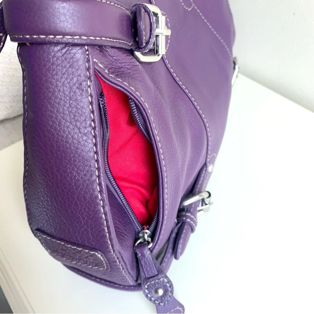 Maxx New York Signature Purple Pebbled Leather Handbag - Picture 5 of 14